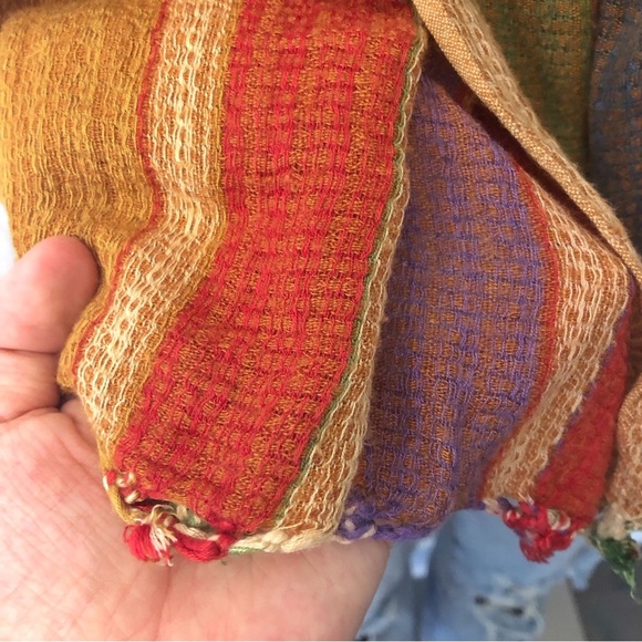 Vintage Colorful Artsy Soft Boho Festival Hippie Multicolored Soft Winter Scarf. - Picture 2 of 10